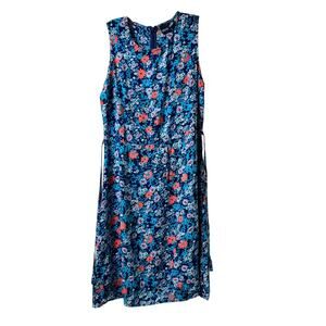 Blue Floral Rayon Sleeveless Rayon Dress Beach Vacation Resort‎ 10 (2795)